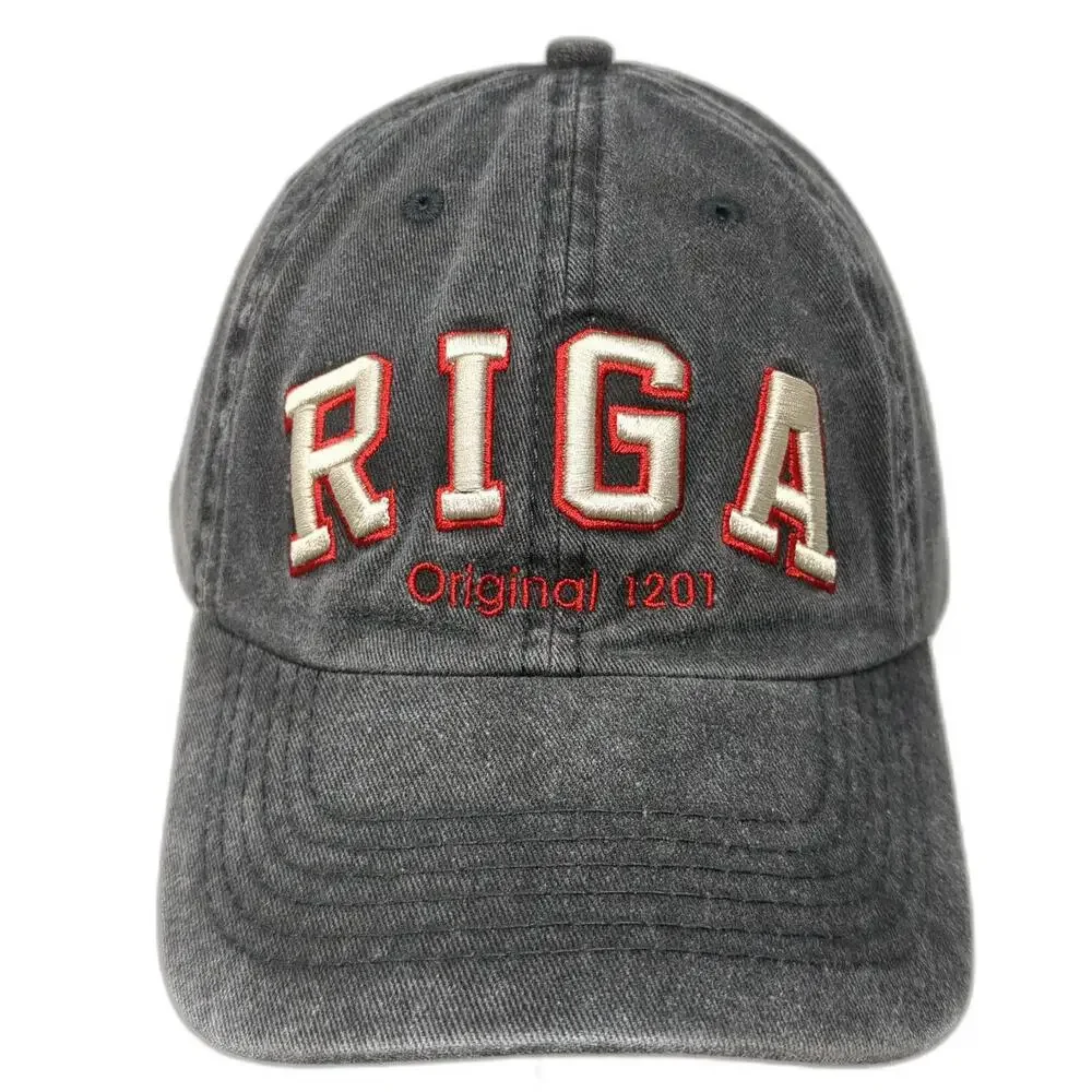 Robin Ruth Baseball Cap Gray OSFM Riga Latvia Souvenir Travel Hat Cotton Logo